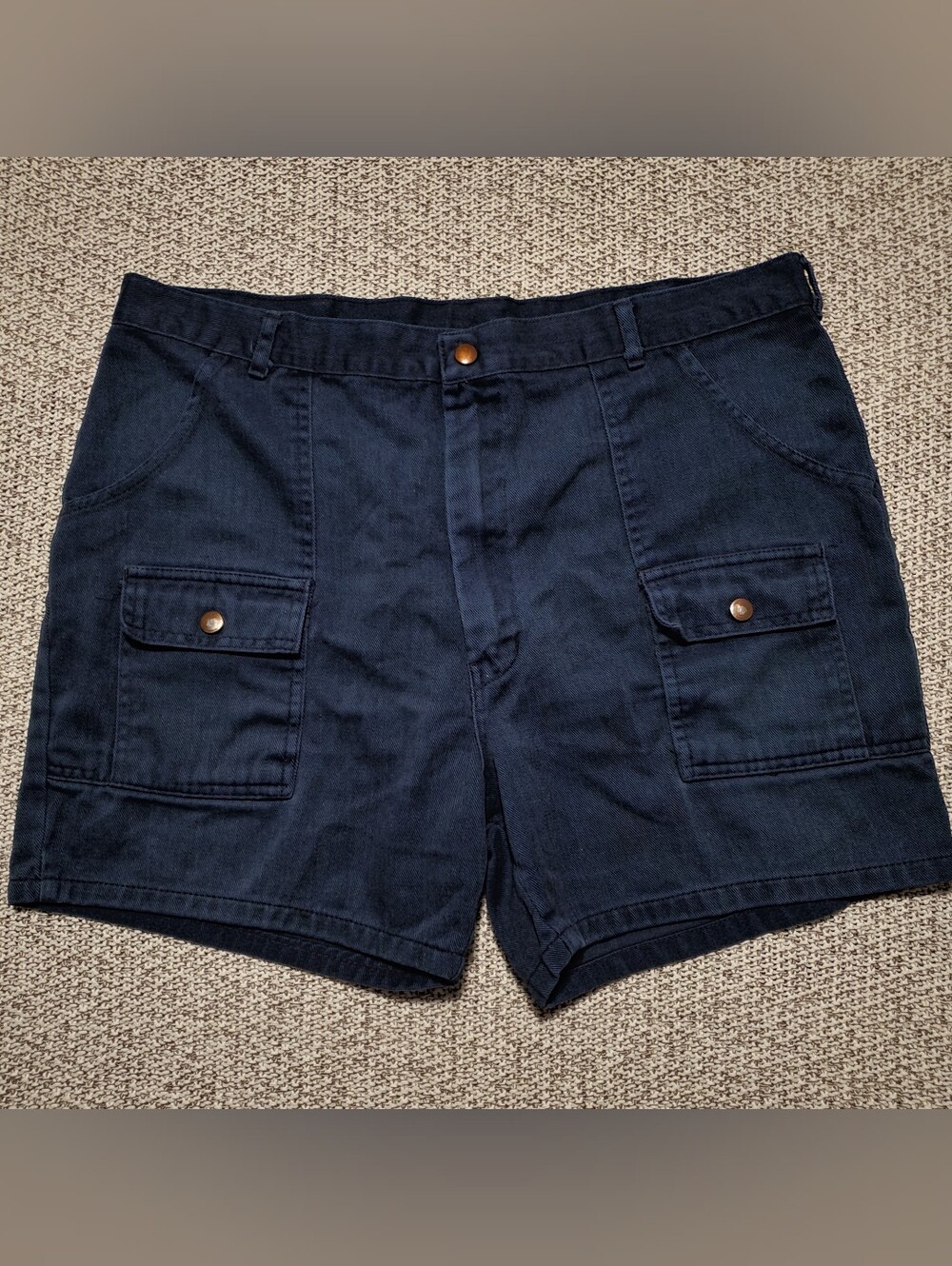 Men's Dark Navy Cargo Shorts with Button Flap Pockets